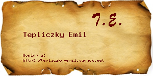 Tepliczky Emil névjegykártya